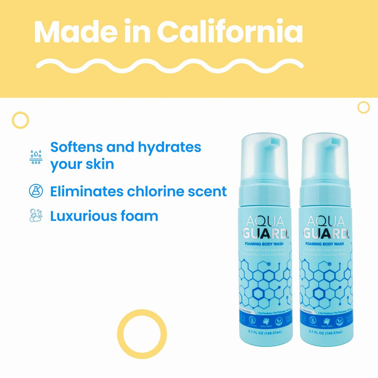 AQUA GUARD After-Swim Foaming Body Wash | Leaves Skin Soft and Smooth + Neutralizes Chlorine Scent and Residue (2-Pack)