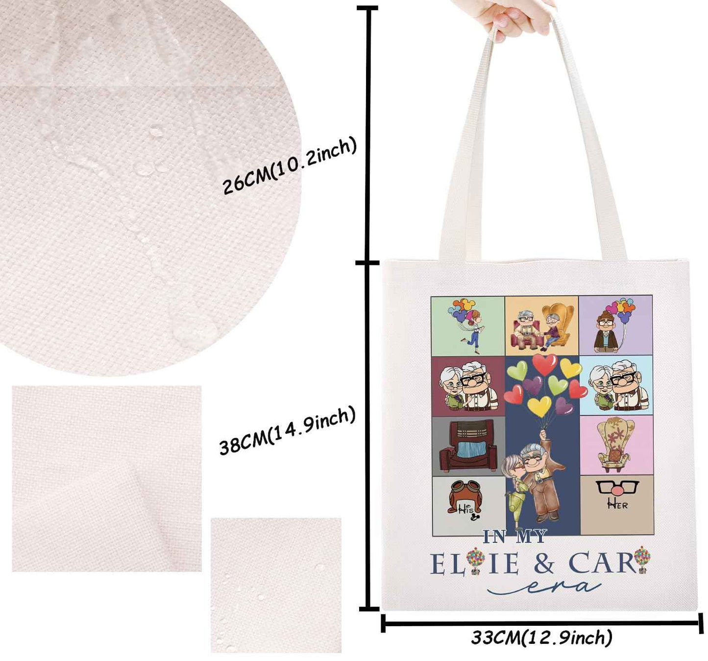 TSOTMO House Movie Merch Cartoon Couple Tote Bag Valentine Love for Cartoon Lovers Adventure Gift