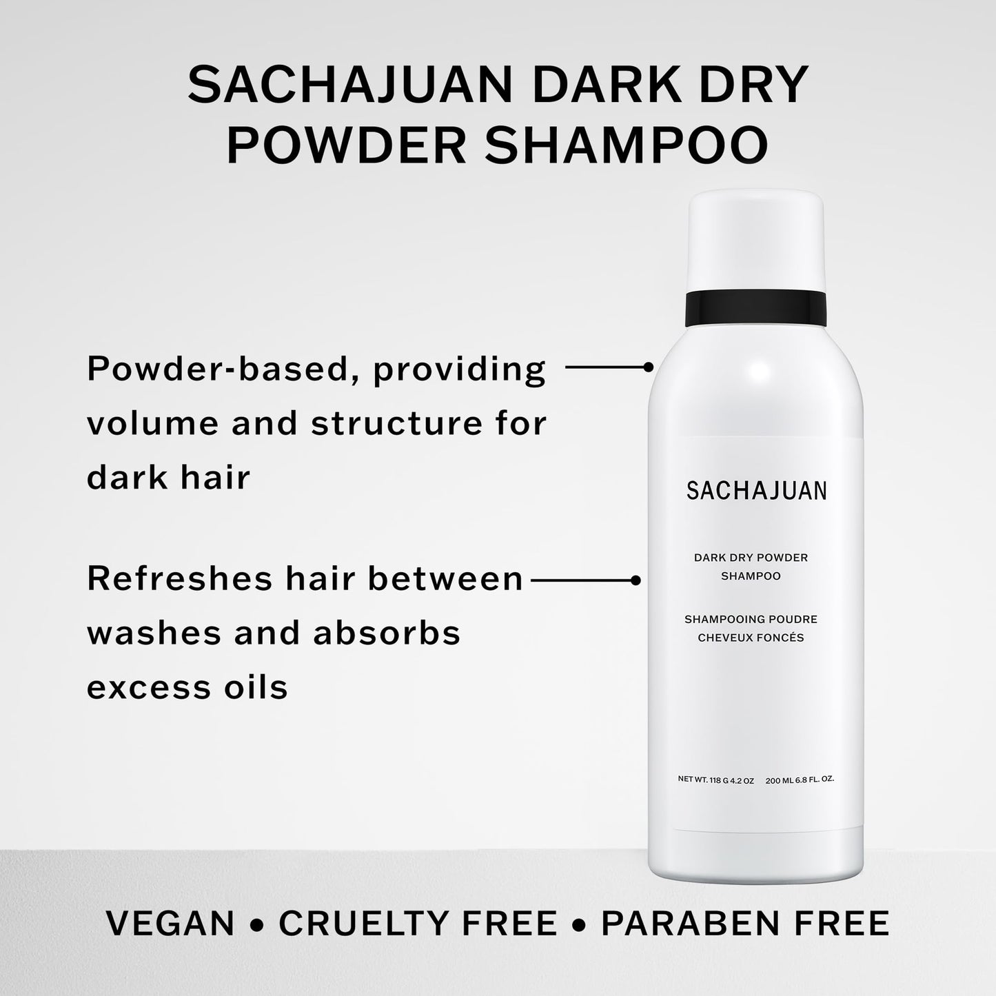 SachaJuan Dark Dry Powder Shampoo WT. 118 gm 200 ml 6.8 oz