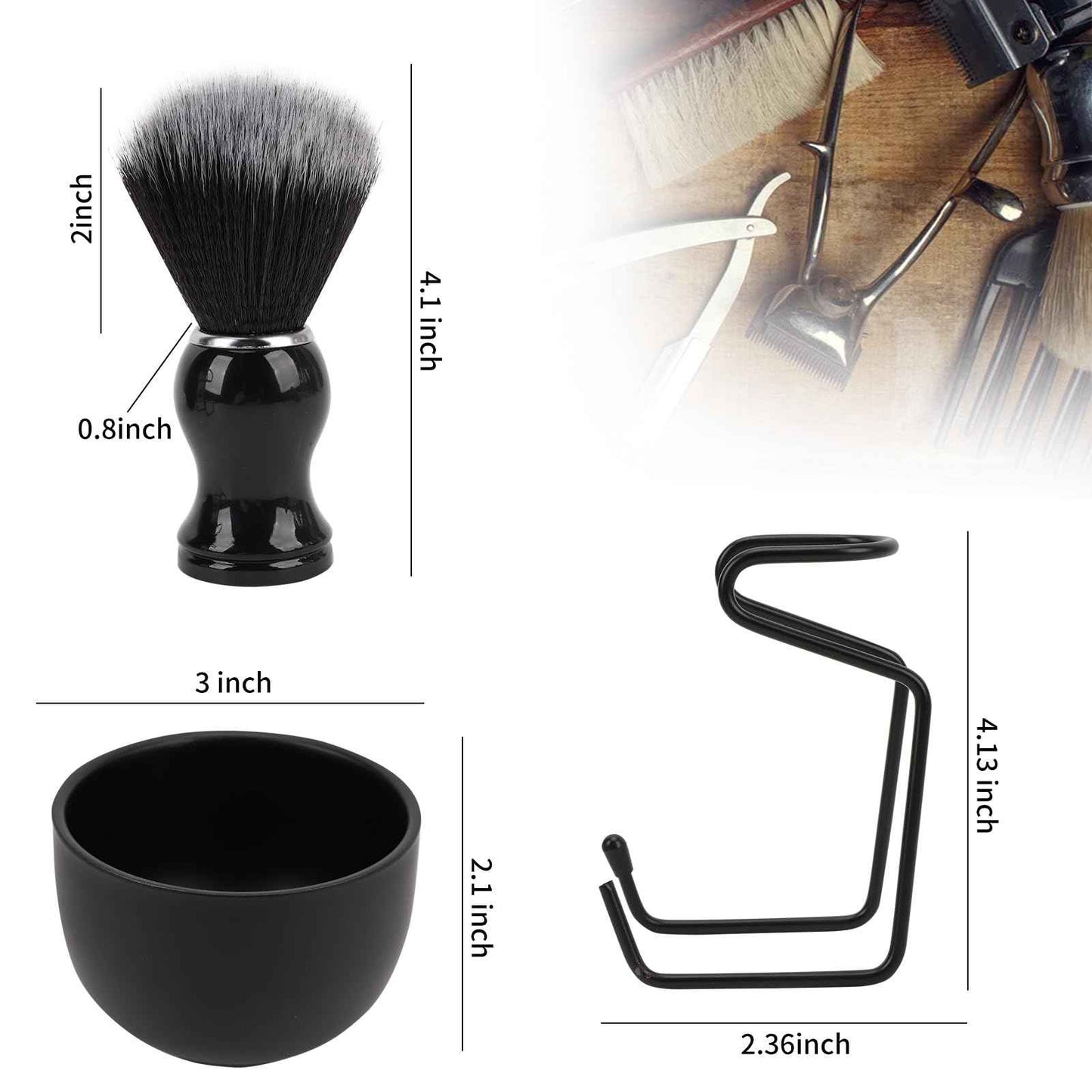 ZJchao Shaving Brush Stand Bowl Set - Men's Wet Shaving Kit with Shaving Bowl, Brush Holder & Stand Shaving (Black)