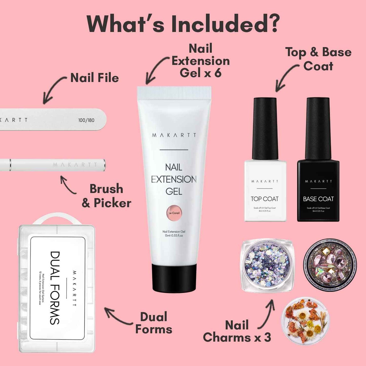 Makartt Poly Nail Gel Kit, Clear Pink Fall Winter Nail Gel Kit Poly Nail Extension Gel Nail Enhancement Set Bundle With Clear Blooming Gel–15ml UV LED Soak Off Nail Art Polish