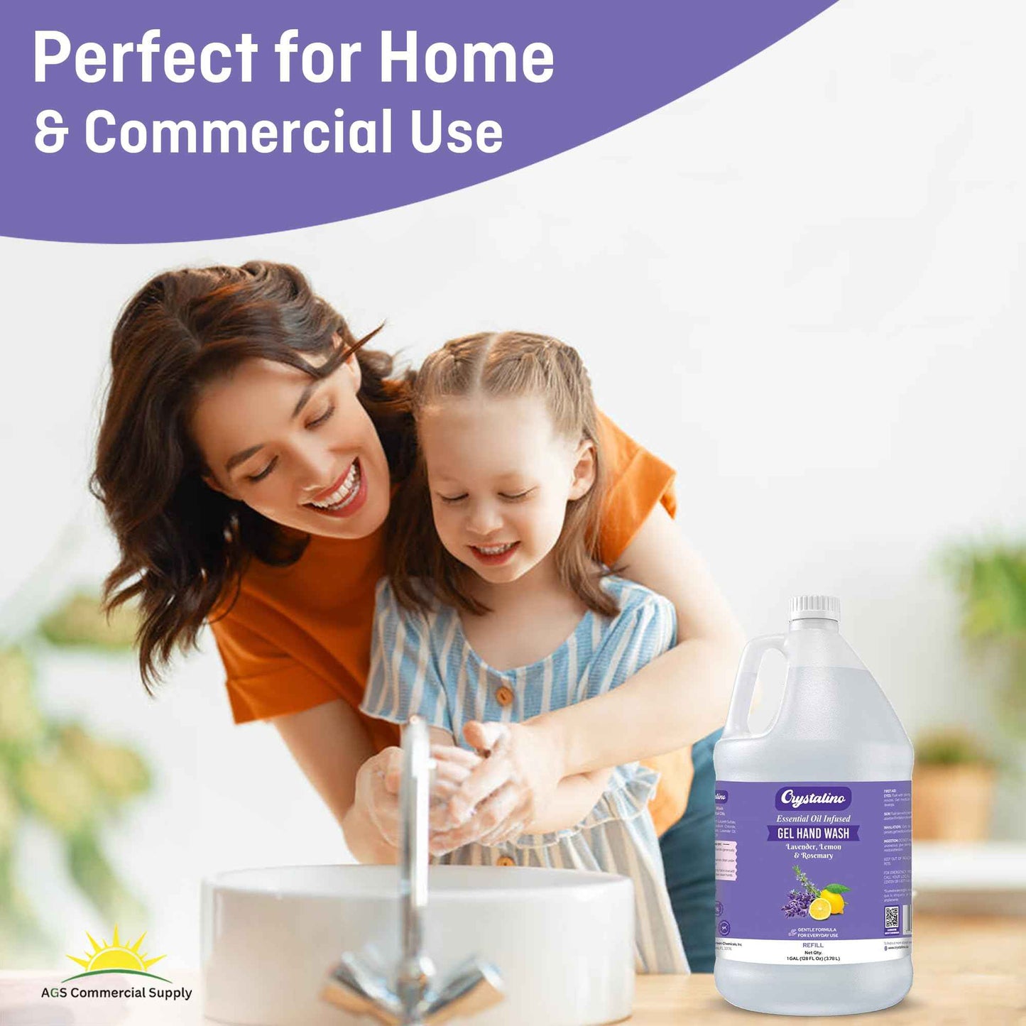 Crystalino Lavender Essential Oil Gallon Liquid Hand Soap Refill (1 Gal), Non-Toxic Bathroom Hand Wash Soap Bulk Non-Antibacterial, Jabon Para Manos, handsoap gallon bulk refill deals, 洗手液