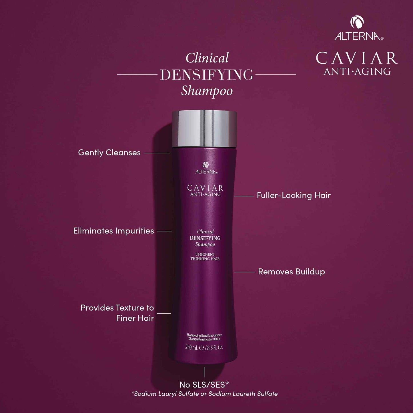 Alterna Haircare CAVIAR Anti-Aging Clinical Densifying Shampoo 8.5 Fl Oz | For Fine, Thinning Hair | Thickens Hair, Protects Scalp | Sulfate Free