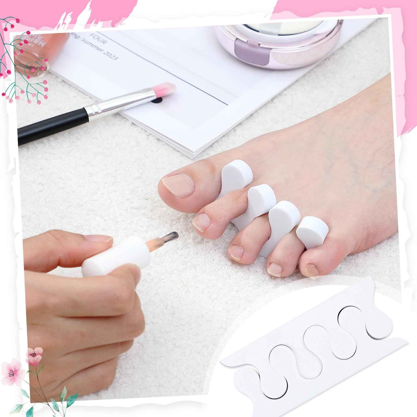 Mumufy 500 Pcs (250 Pairs) Sponge Toe Separators Pedicure Tool Kit Soft Toe Spacers for Pedicures Spreaders Finger Dividers for Women Men Feet Nail Manicure Toenails Art Painting Polish Spa(White)