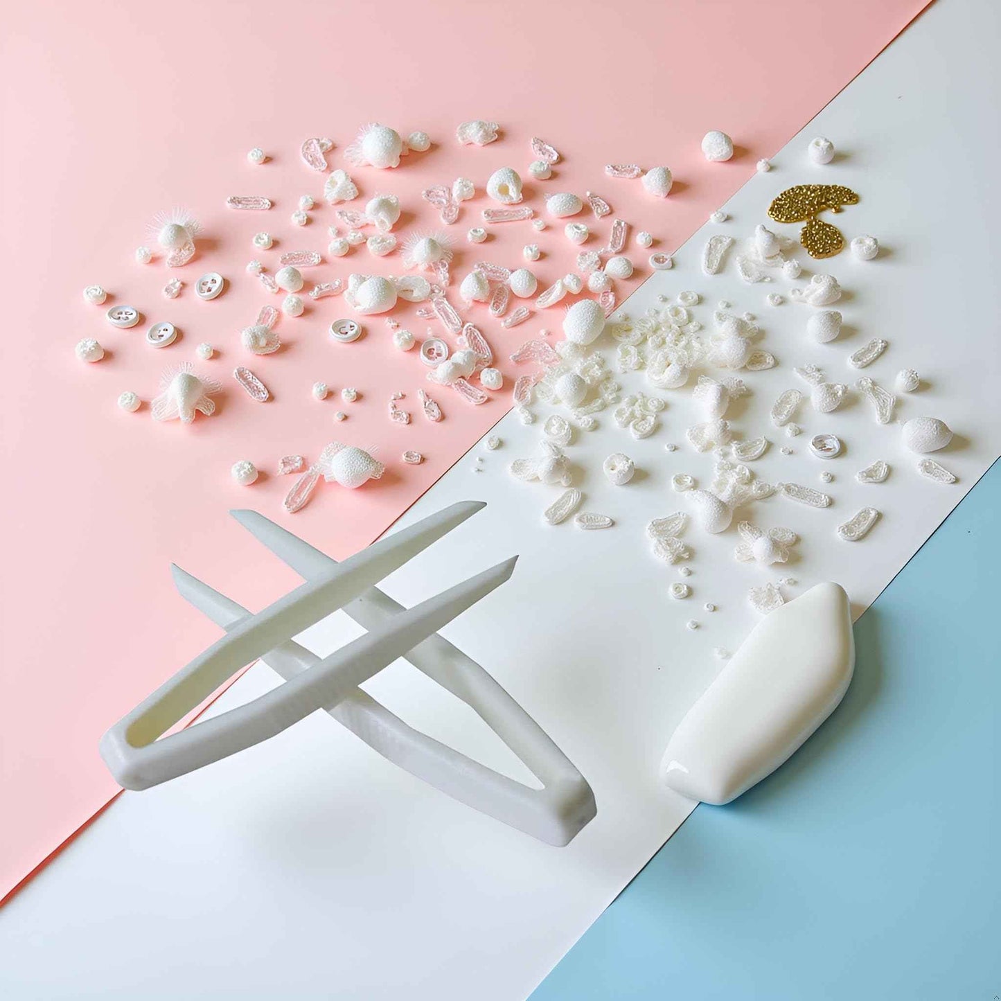 50 Pcs White Mini Plastic Tweezers Contact Lens Clip Beauty Tweezers Makeup Tool Hair Removal for Double Eyelid, Ideal for Picking and Placing Beads Craft supplies