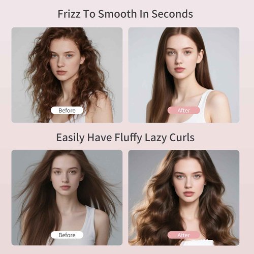 AISEELY Thermal Brush Curling Iron, 1.5 Inch Ceramic Heated Round Brush, Curly and Straight Hair, 6 Temperature Settings, Negative Ion Less Damage, Dual Voltage Hair Tools, Pink