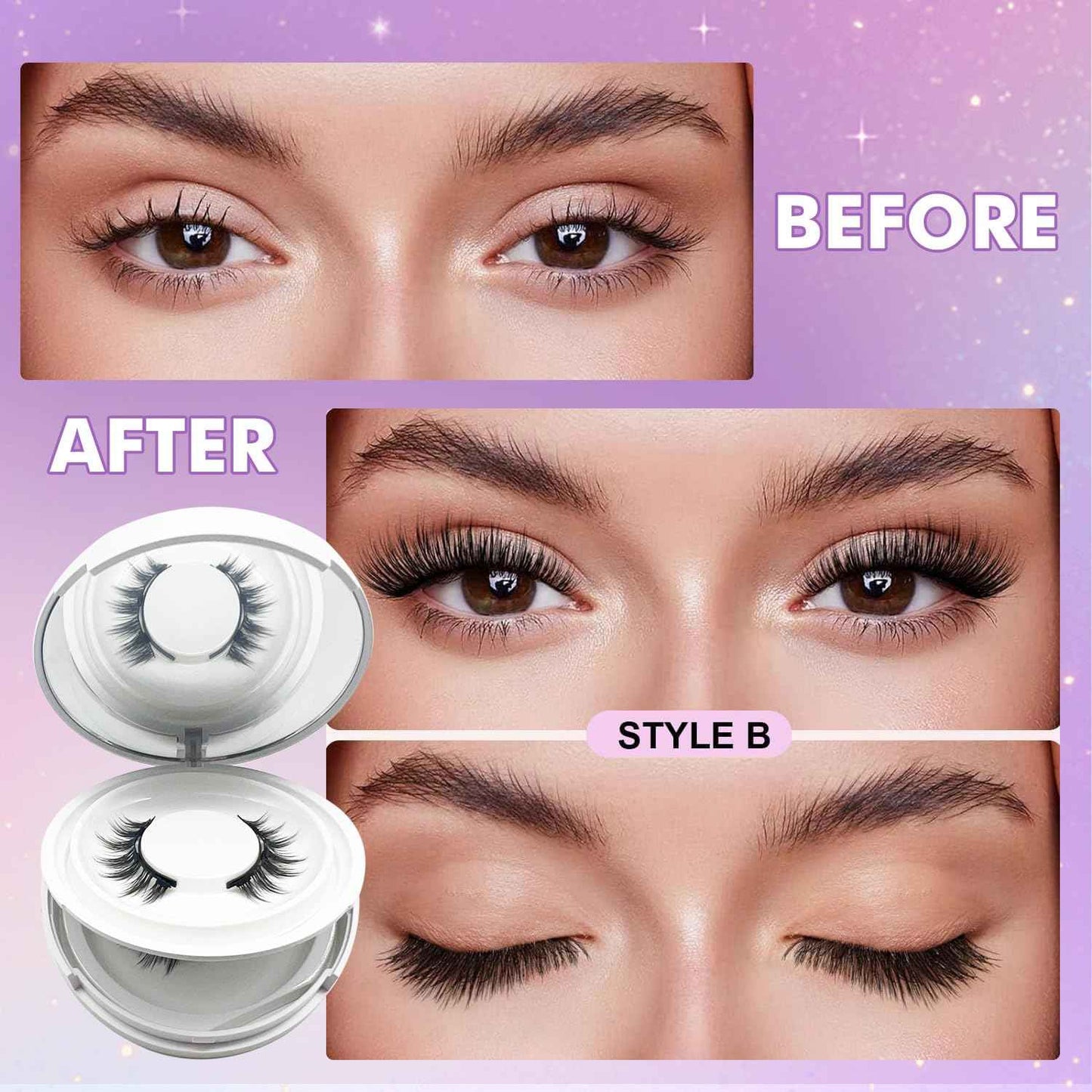 Huunyfit Magnetic Lashes, Magnetic Eyelashes with Applicator, Magnetic Eyelashes Natural Look,Reusable Magnet Lashes No Glue Needed Soft Lashes Kit for Women(Natural+Fuller)