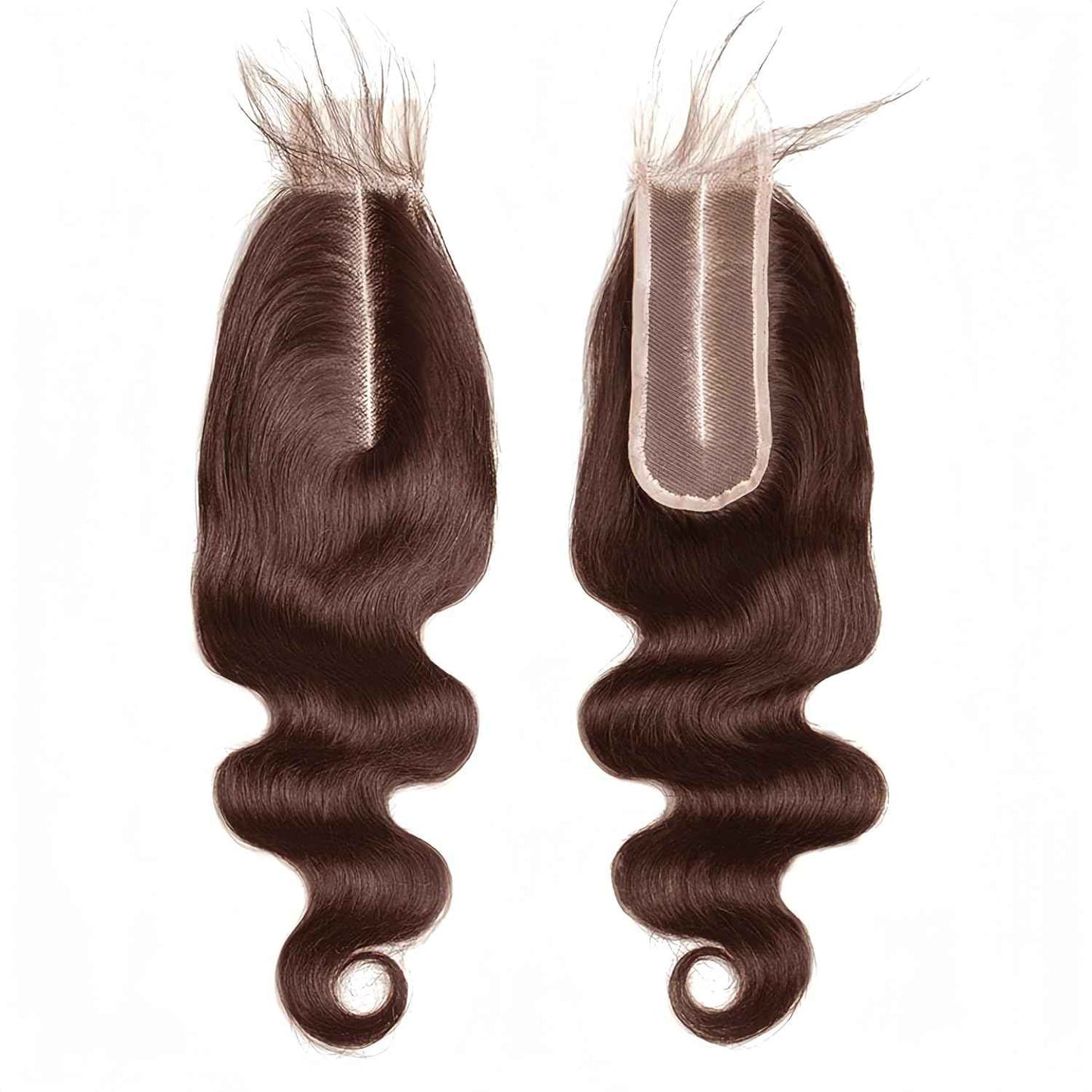2x6 Transparent Lace Closure Chocolate Brown 4# Closure 100% Human Hair Body Wave Natural Hairline With Baby Hair Deep Part Pre-Plucked 16 Inch