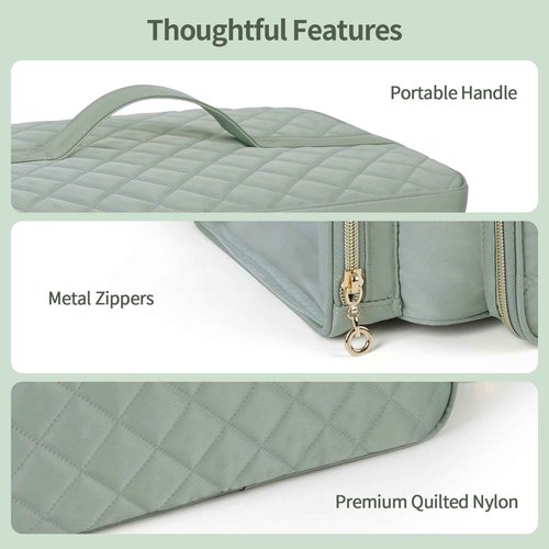 Bagmoly Nail Polish Organizer, Nail Polish Storage Holds 50-70 Bottles & Nail Lamp, Portable Travel Nail Kit Storage Carrying Case Fits Nail Suppiles, Gift for Manicurist, Grils (Green)