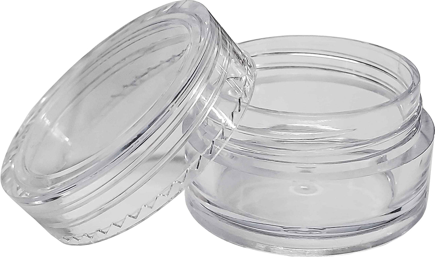 7ML / 7G Clear Plastic Jars With Screw On Lids | Poly Container For Cosmetics, Essential Oils, Creams, Powder & Storage | RVTUS (100 Pack, Without Silicone Liner)