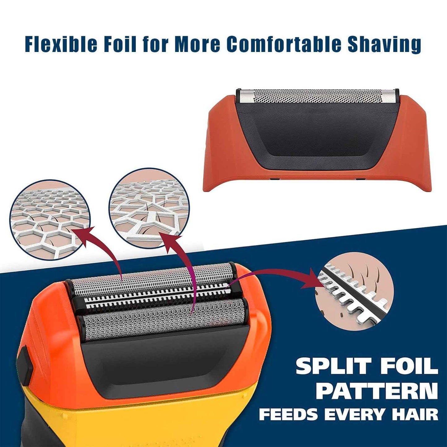 Shaver Replacement Foils, Cutters and Head, Compatible with All Wahl 7061 Series. Orange