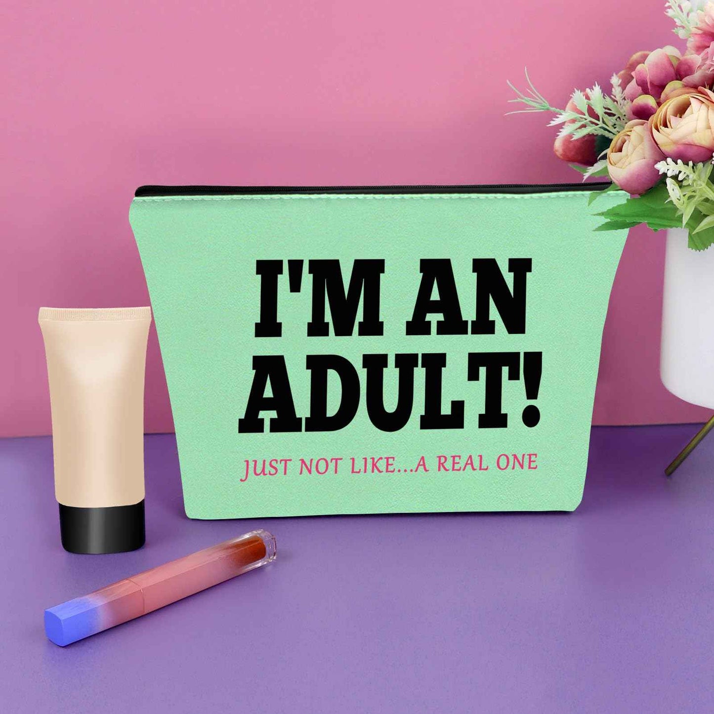 Sazuwu 18th Birthday Gifts for Girls Green Makeup Bag 18 Year Old Decorations Daughter Presents for Turning 18 Cosmetic Bag Eighteenth Birthday Gifts Born in 2007 Travel Pouch