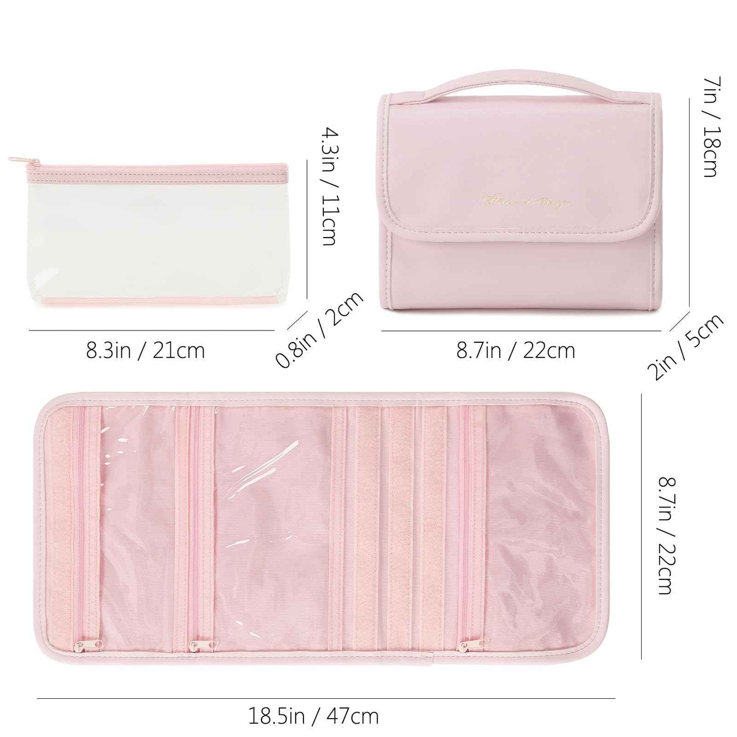 VanFn Cosmetic Bags, Makeup Bag Cosmetic Bag for Women Cosmetic Travel Makeup Bag Large Travel Toiletry Bag for Girls Make Up Bag Brush Bags P.Travel Series