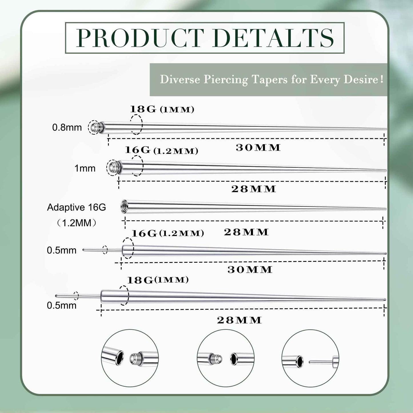 GEMQUEEN Piercing Taper Pliers Ball Grabber Tool for Changing Jewelry - Curved and Straight Forceps Stainless Steel Flat Back Earrings Insertion Tool Threadless Body Piercing Kit for Ear Nose Lip 8pcs