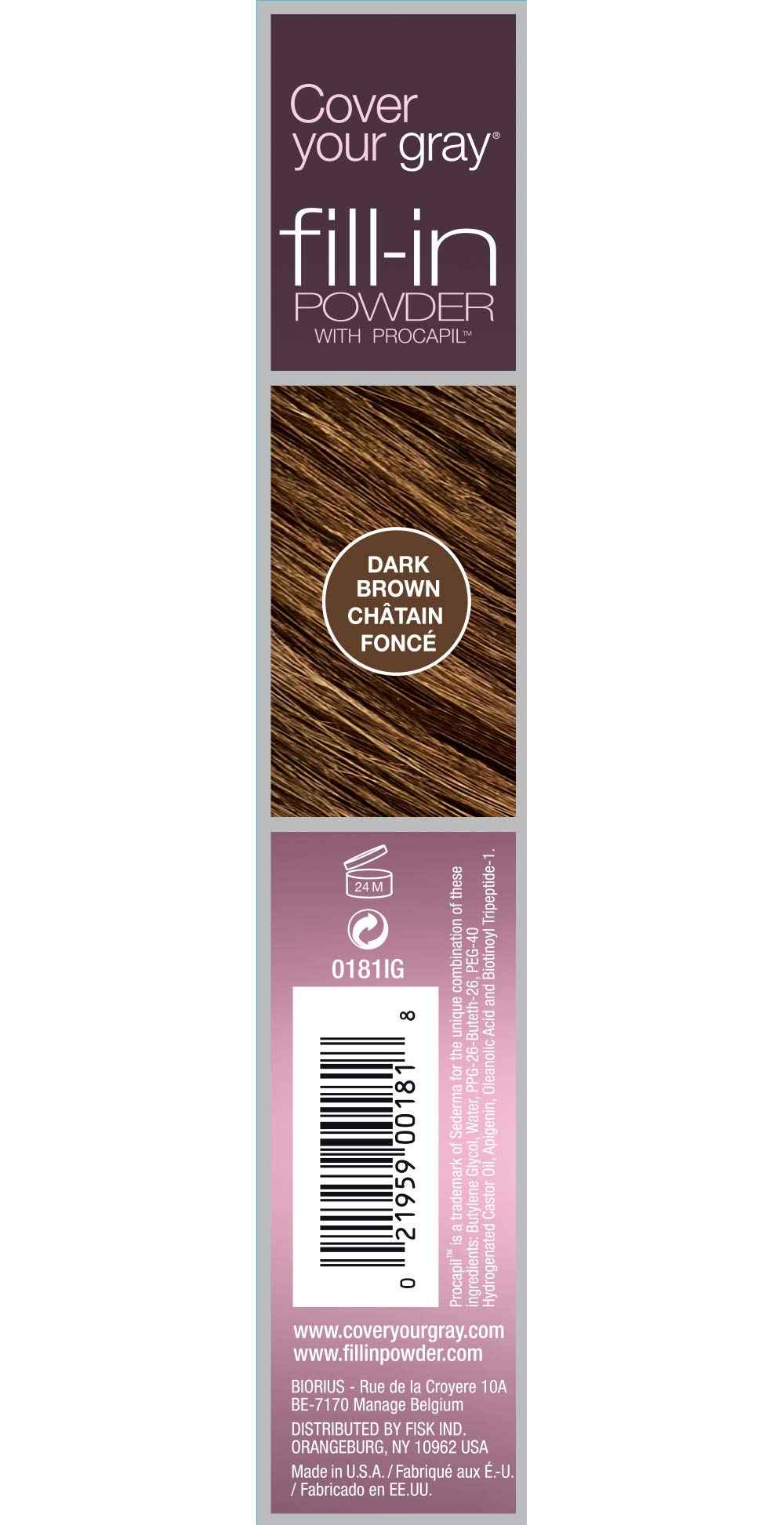 Cover Your Gray Fill-in Powder - Dark Brown (PACK OF 6) - Root Cover Up and Hair Volumizing Powder, Hair Filler for Thinning Hair, Fills In Thinning Areas