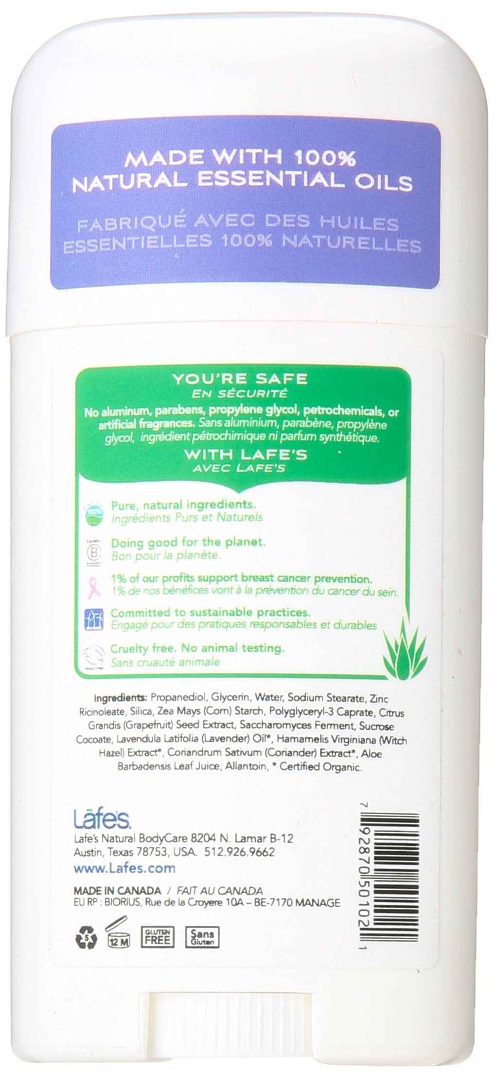Lafe's Natural Deodorant | 2.25oz Aluminum Free Natural Deodorant Stick for Women & Men | Paraben Free & Baking Soda Free with 24-Hour Protection (Lavender & Aloe, 2.25 Ounce (3-Pack))