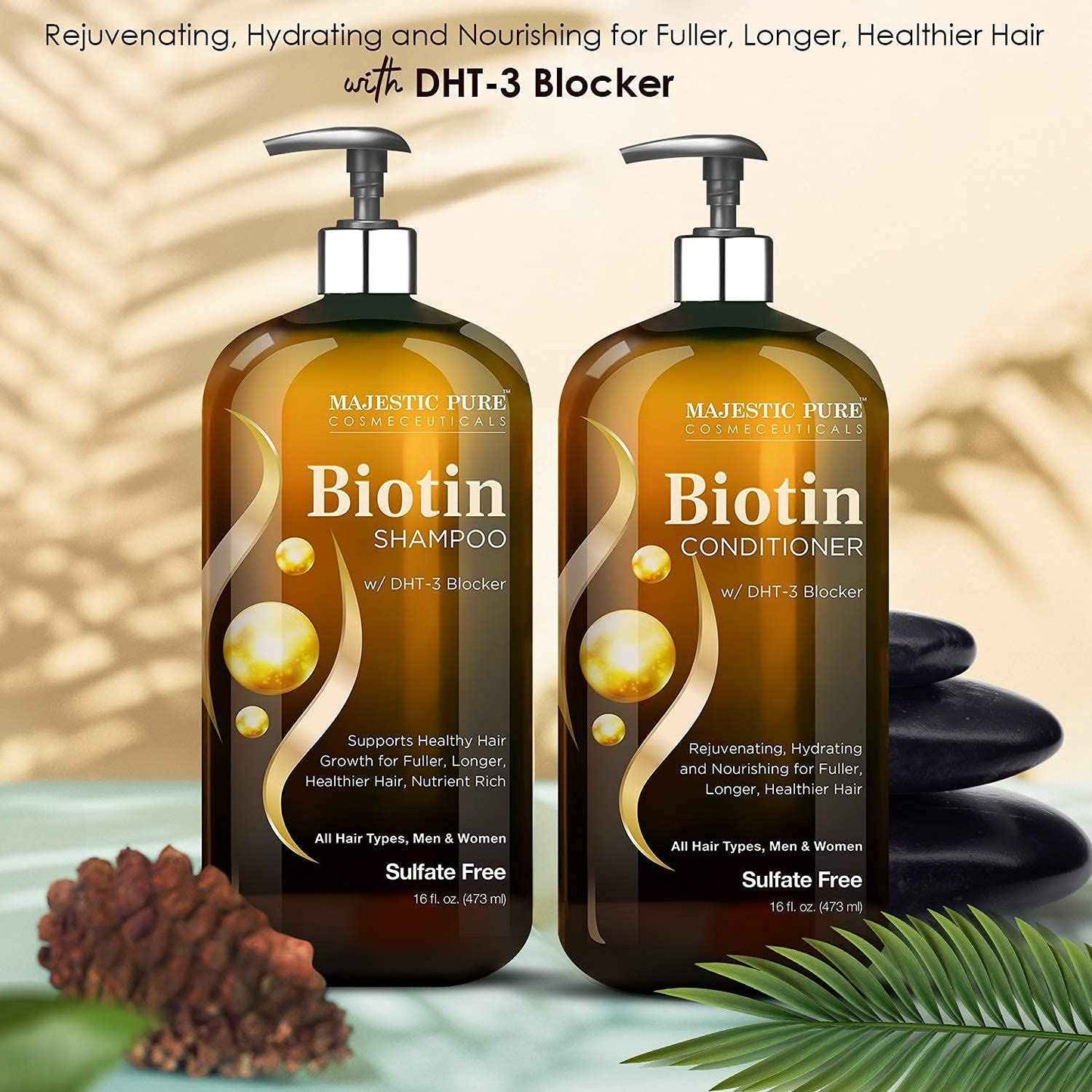 Majestic Pure Biotin with DHT Blocker Complex Shampoo and Conditioner Set (16 oz each) and Biotin Shampoo (16 oz) Bundle