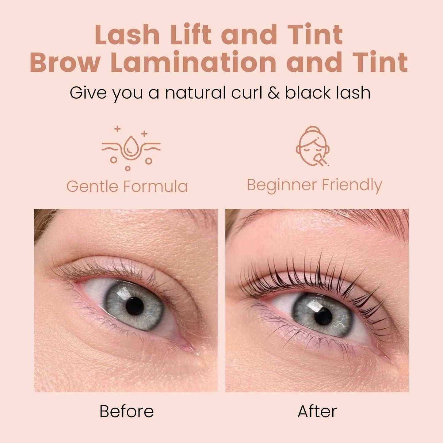 Libeauty Airless Pump Lash Lift and Black Color Kit, 4-in-1 Brow Lamination Kit with Lash Lift Ribbon, Eyelash Perm DIY Kit, Natural Black Color Gentle Formula with Salon Grade for Home Use