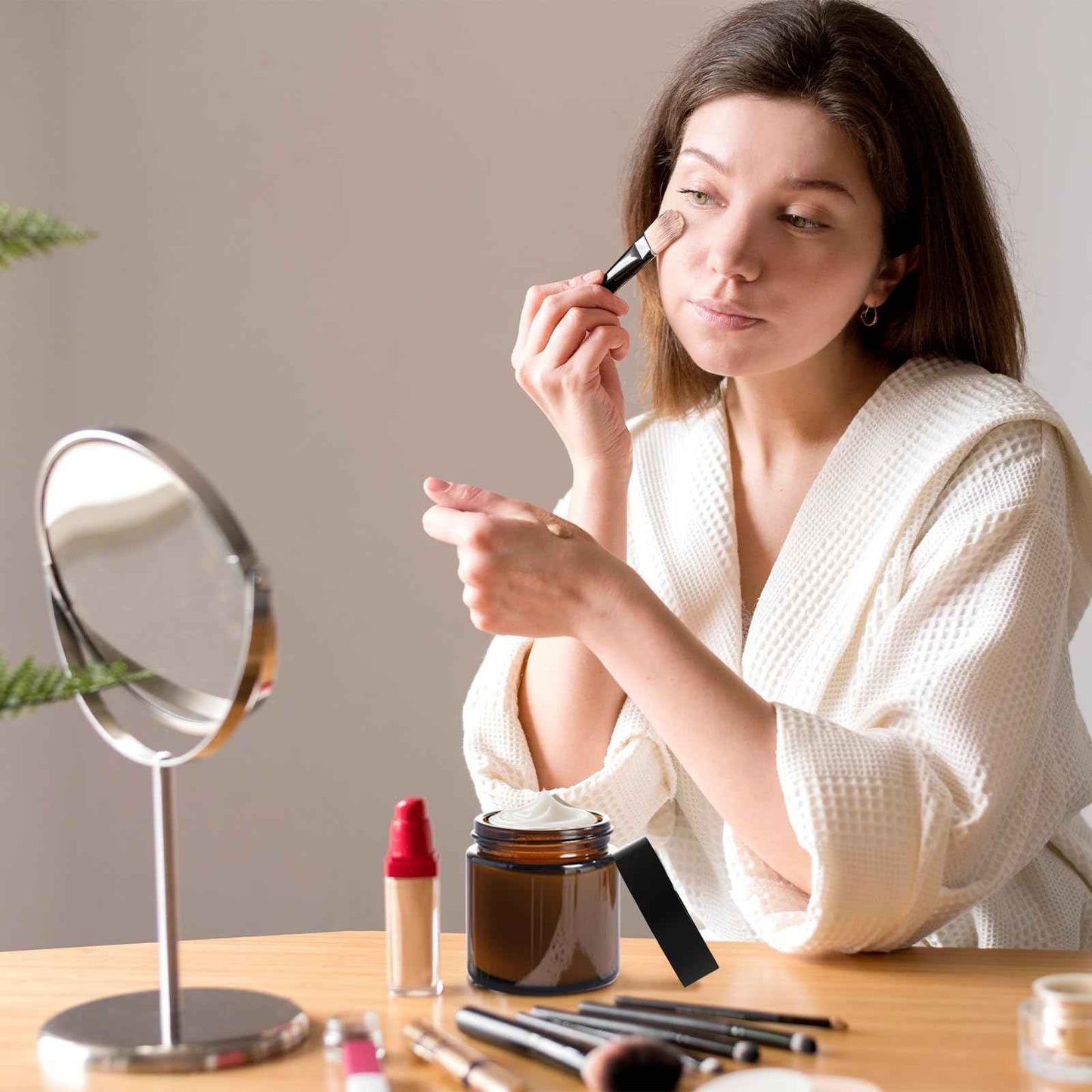 Jarsoph Amber Glass Jars with lids, 24 Pack 2oz Empty Cosmetic Jars, Refillable Airtight Wide Mouth Container for DIY, Sample, Cream, Lotion, Candle Making, Powder, Cosmetic