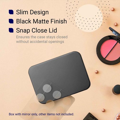 IMPRESA Zit Patches Storage Case - Matte Black Metal - Compact Organizer With Built-In Mirror - Travel-Friendly 2-Pack