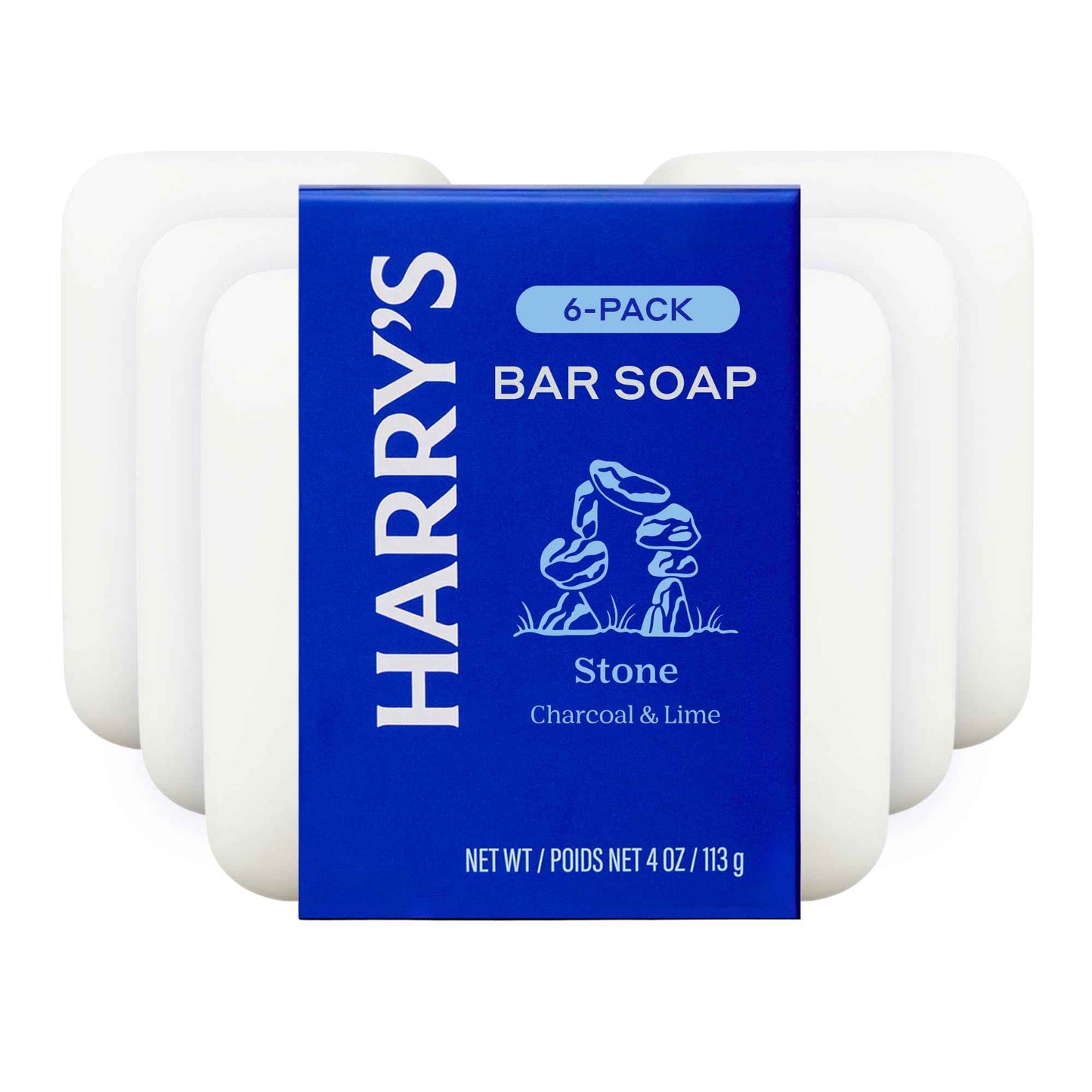 Harry's Bar Soap for Men - Stone Scent, 4 oz Body Soap Bars, 6 Pack