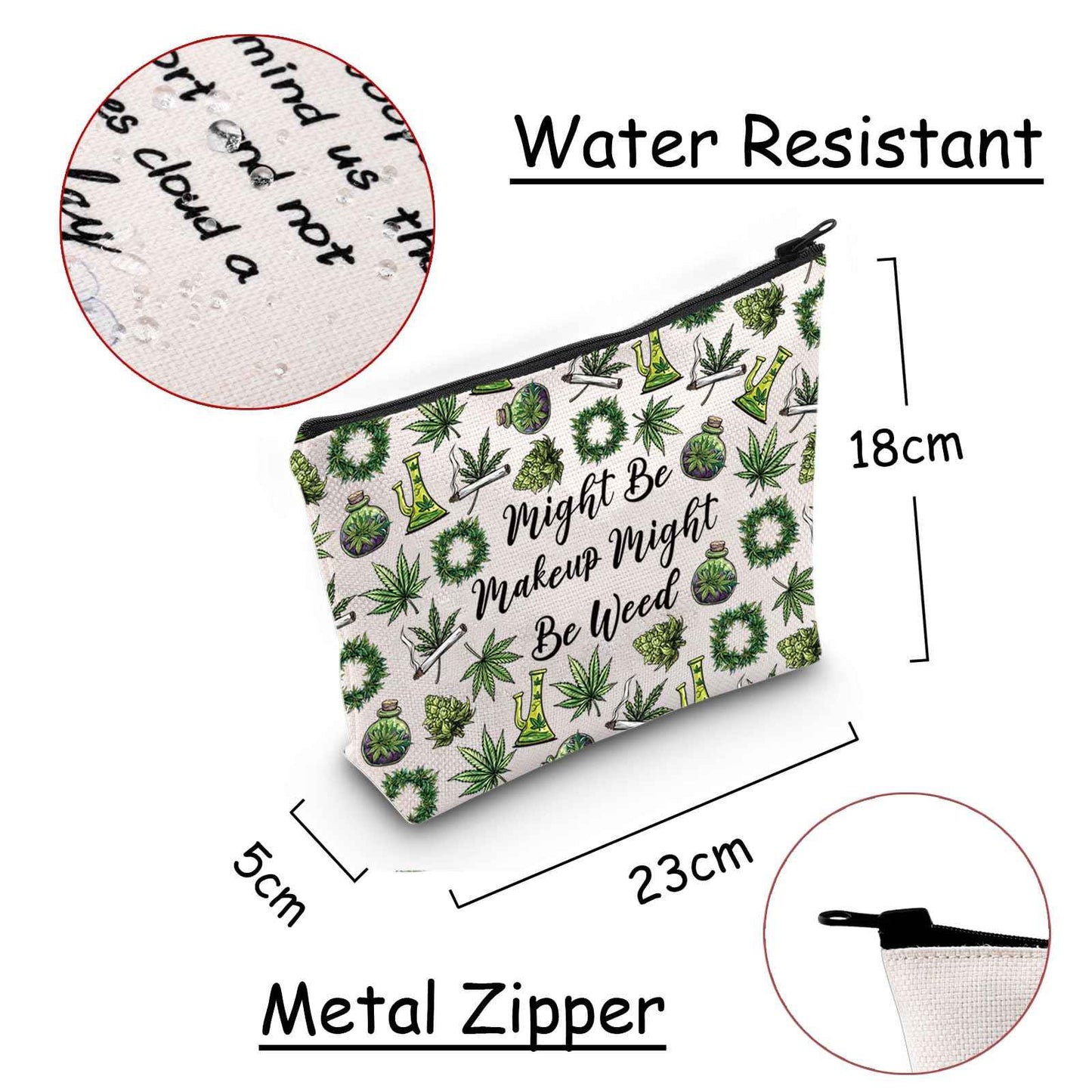 JXGZSO Funny Weed Makeup Bag With Zipper Gifts For Women Might Be Makeup Might Be Weed Cosmetic Bag (Weed Bag)