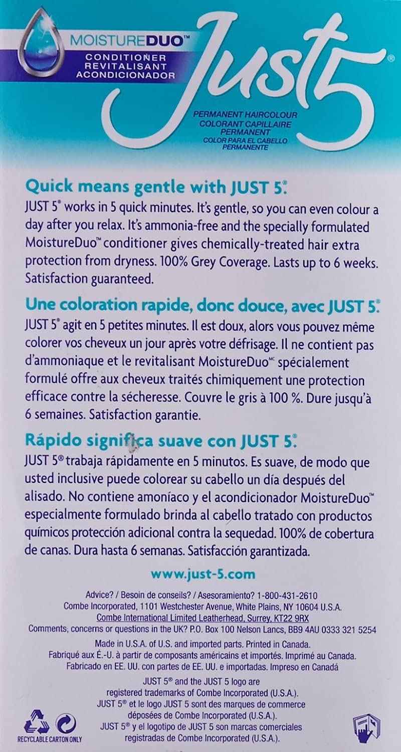 Just 5 Women's Hair Color, Black, J-30 (3 Pack)