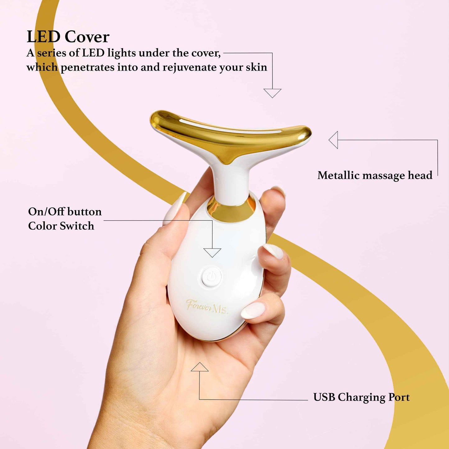 Red Light Therapy Face Massager Tool - with 7 LED Colors - Skin Care Beauty Device for Neck and Facial Tightening and Lifting