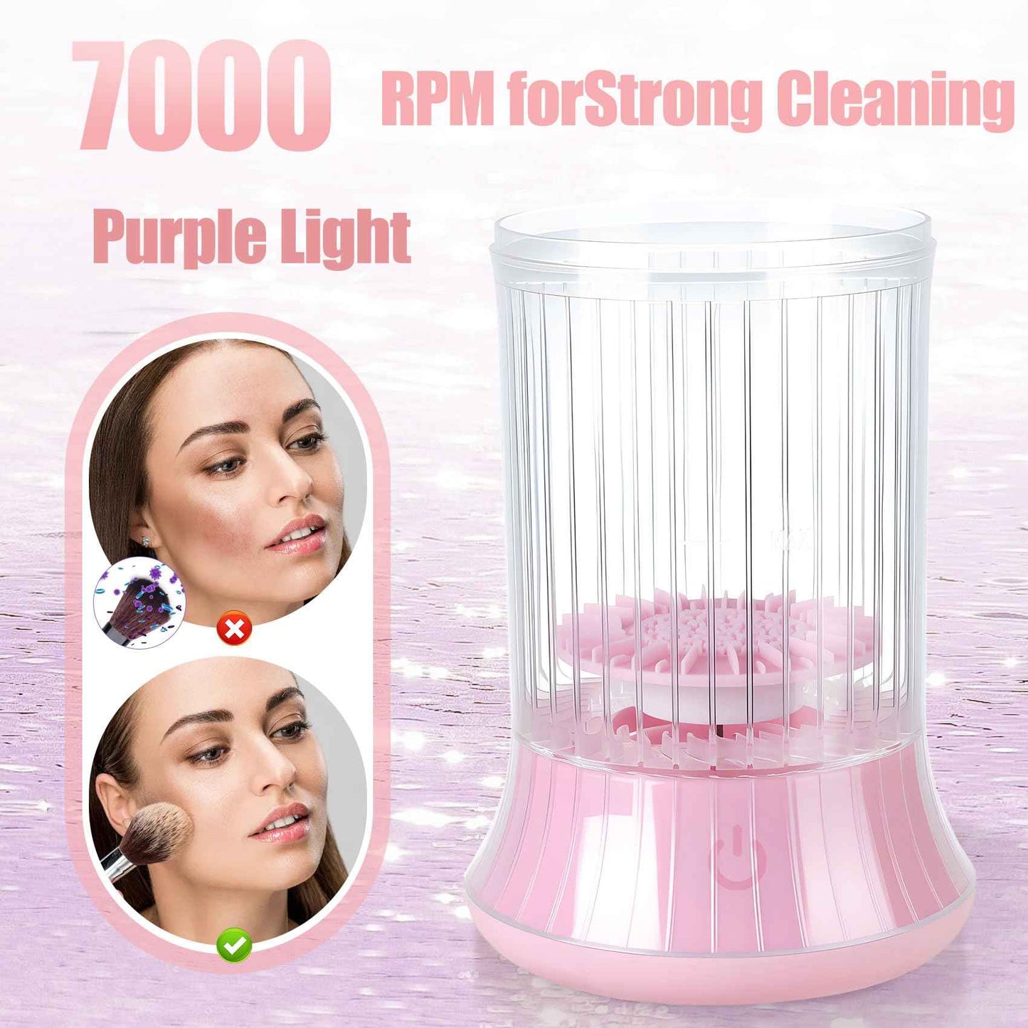 Electric Makeup Brush Cleaner, Efficient Makeup Brush Cleaner for Deep Cleaning, Automatic Spinning Cosmetic Brush Cleaner One-Click Operation, Auto-Rotating Brush Cleaner for Any Makeup Brushes