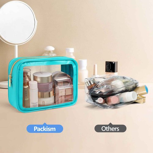 PACKISM Color-Edged Clear Makeup Bags in 2 Size, Bundle Sale