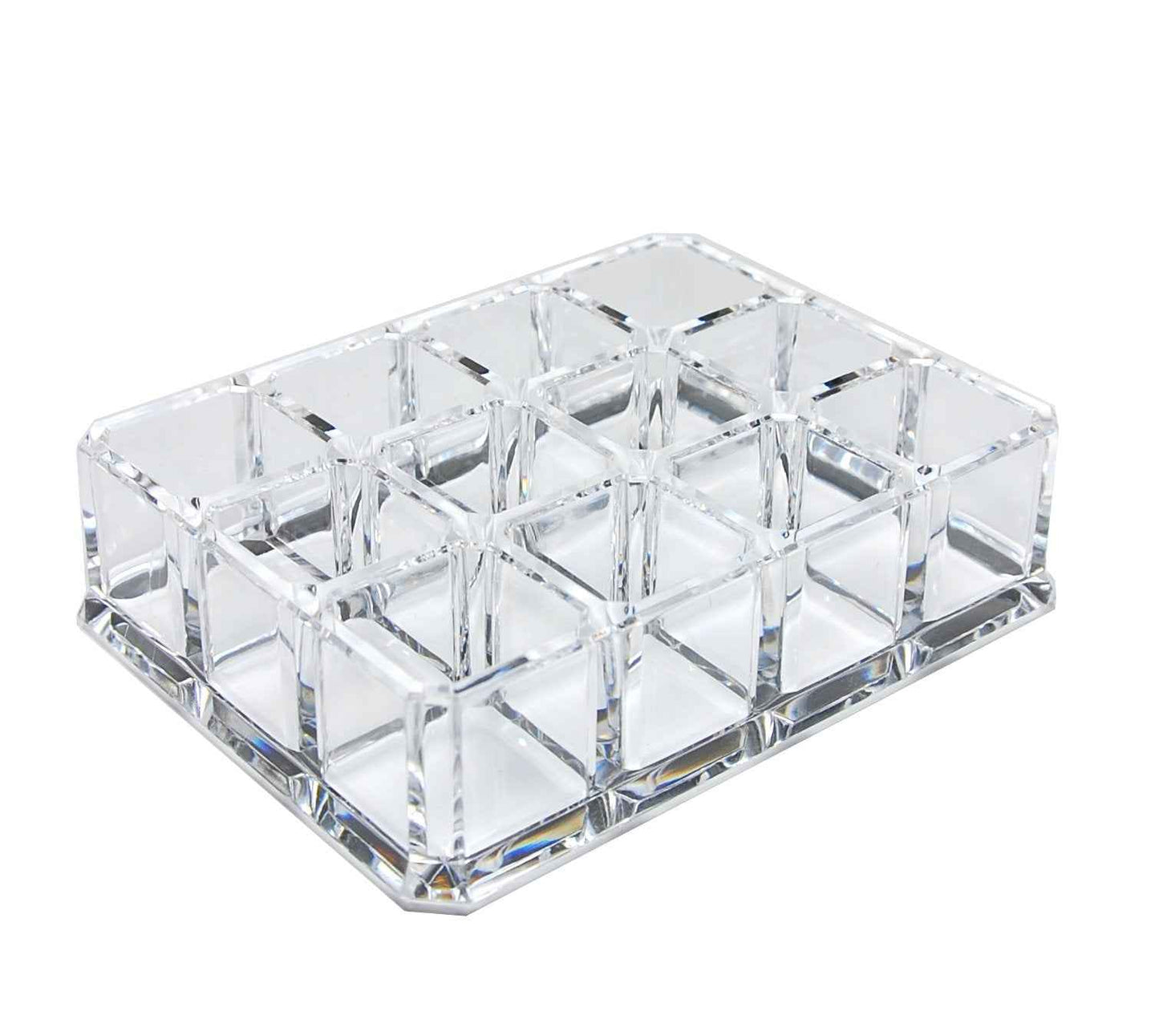 GQ QG Rectangular Clear Acrylic Cosmetic Organizer Makeup Lipstick & Lip Gloss Holder with 12 Spaces Storage
