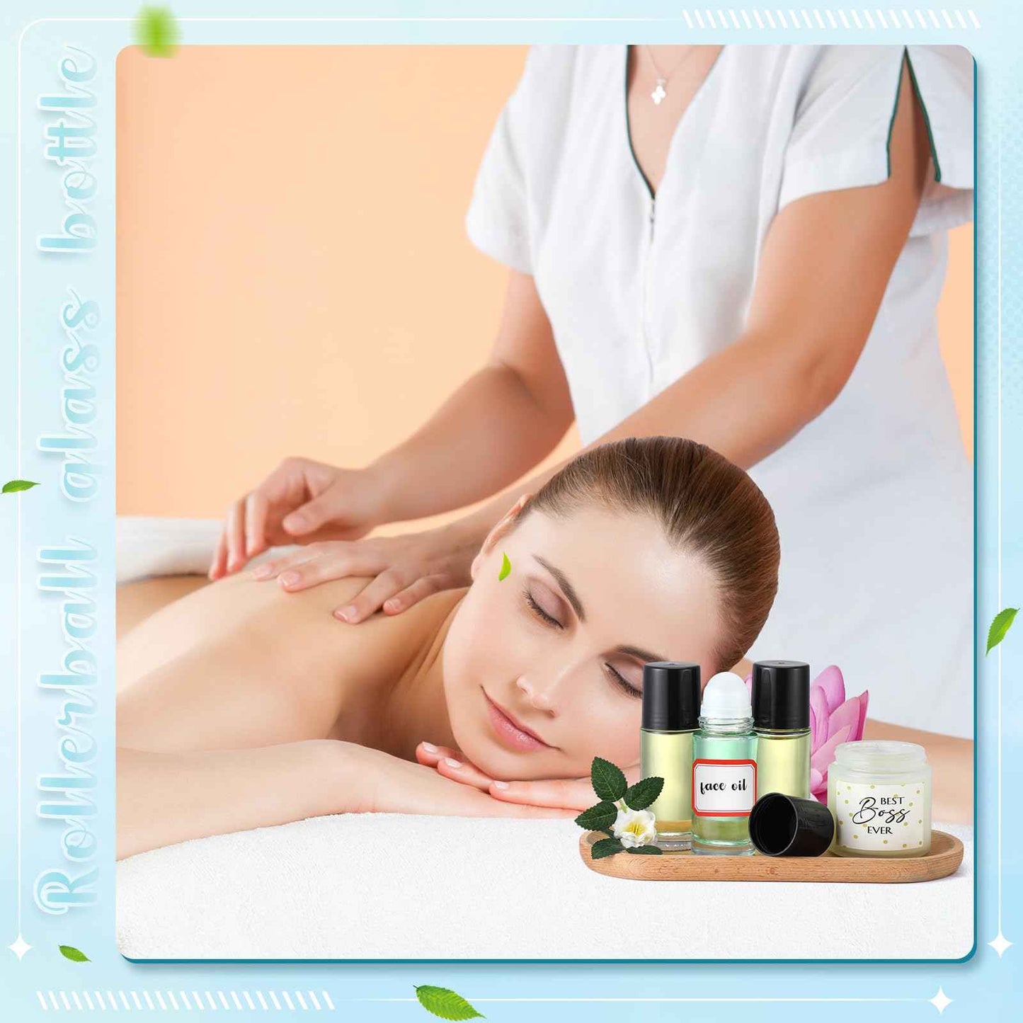 Sumind 24 Pcs 50ml Essential Oil Roller Bottles Glass Deodorant Clear Roller Ball Container Empty Refillable Rollerball Bottle with Stainless Steel Balls, Funnel and Sticker