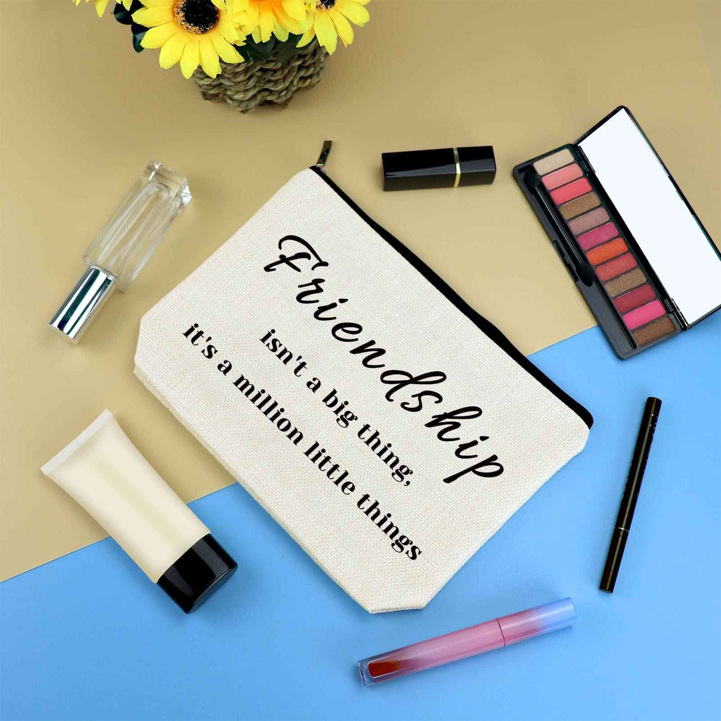 Friendship Gifts for Women Girls Best Friend Gift Makeup Bag Soul Sister Gift Cosmetic Bag Graduation Wedding Birthday Gift for Her Friend BFF Female Bestie Cosmetic Pouch Case Travel Toiletry Bag