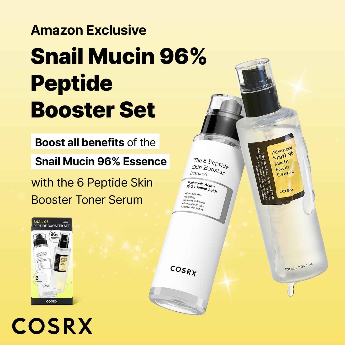 COSRX Snail Mucin 96% Peptide Booster Set - Amazon Exclusive - Korean Skin Care, Gift Sets, Skin Care Sets for Women, Advanced Snail Mucin Serum, Face Serum, Stocking Stuffers for Women