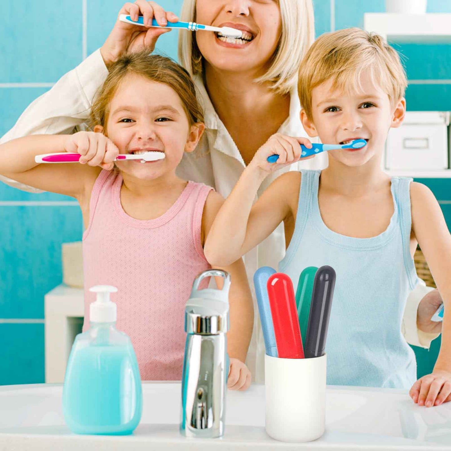 Hooqict 4 Pack Travel Toothbrush Case Portable Travel Toothbrush Holder Plastic Toothbrush Container Protector Cover for Traveling, Camping, Home, School, Business