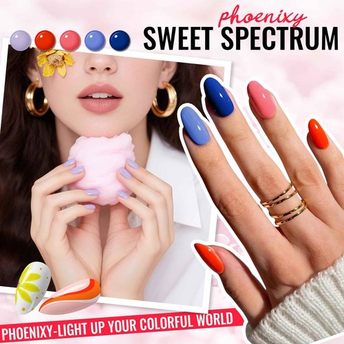 phoenixy 50 Pcs Gel Nail Polish Set, 42 Colors Gel Polish with Base Coat & 4 Effects Top Coat All Seasons Colors Gel Polish Kit Nail Starter Set Gifts for Women Girls