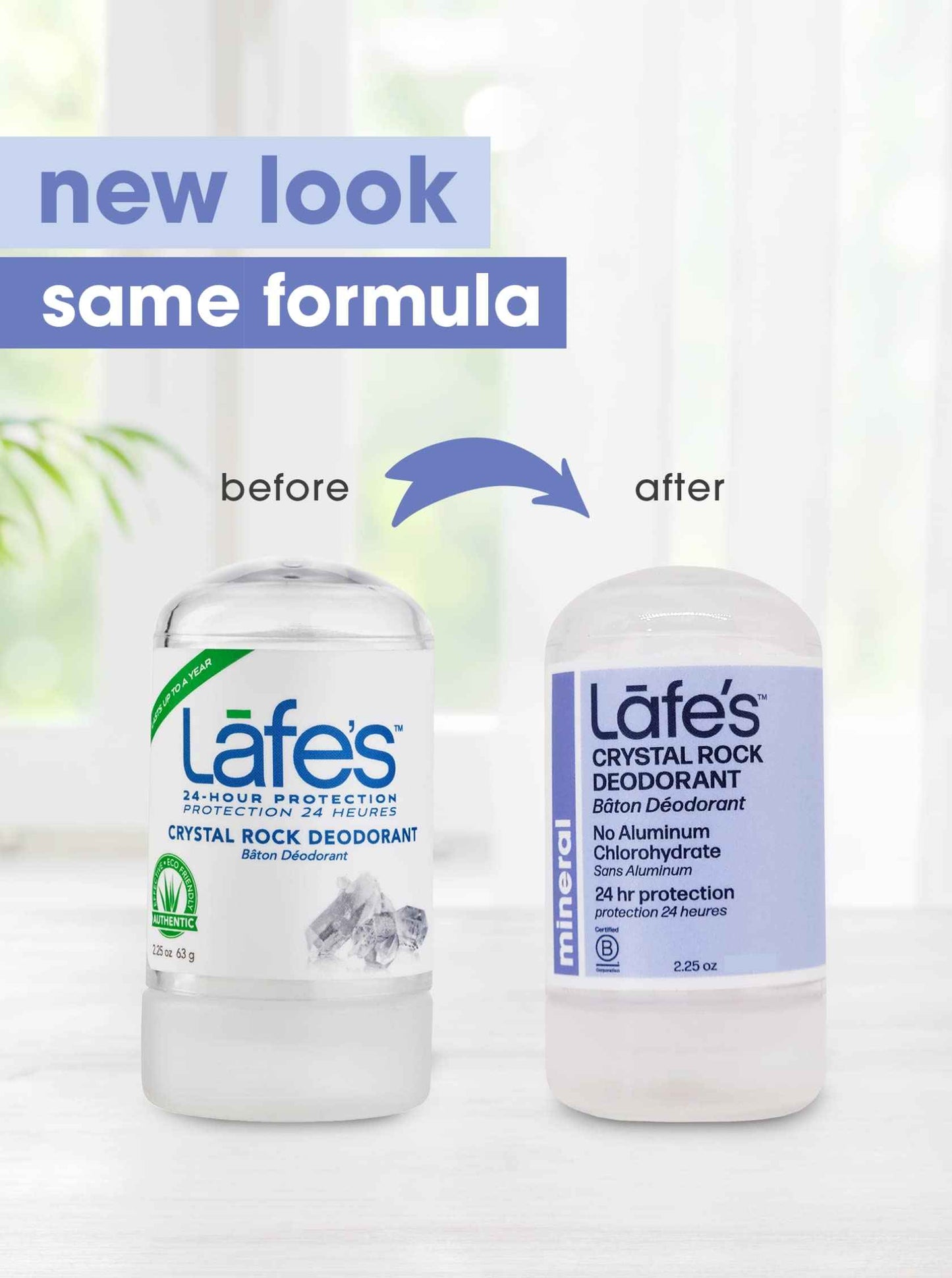 Lafe's Natural Deodorant | Unscented Crystal Mineral Rock Natural Deodorant | 2.25 Ounce | 6 Pack