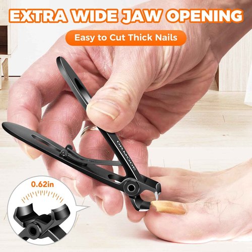 Nail Clippers for Men Thick Ingrown Nails, Wide Jaw Opening Large Toenail Clippers for Seniors Thick Toenails, Upgraded Slanted Curved Ingrown Fingernail Toenail Clippers