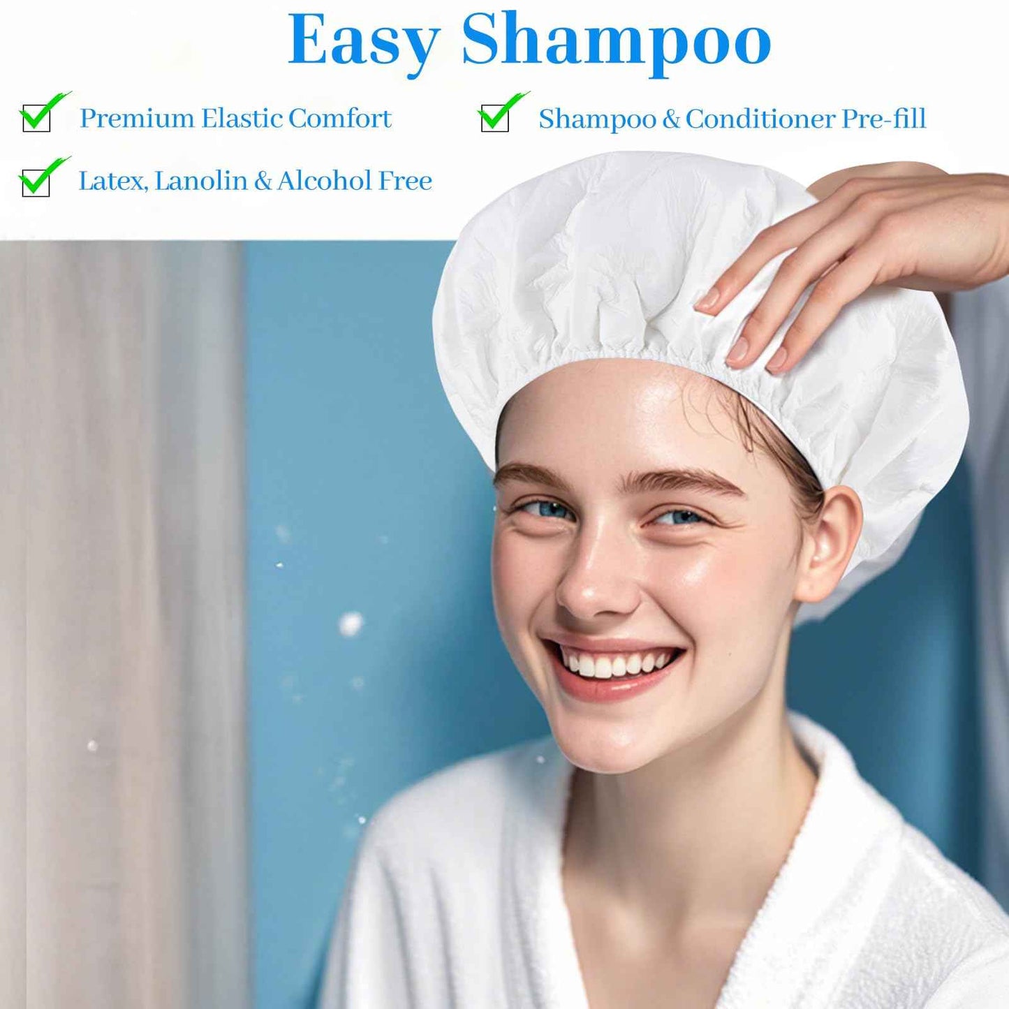 Shampoo cap 12 Pack, No-Rinse Shampoo Cap, Waterless Shampoo and Conditioner Suitable for Adults, Bedridden and Seniors Suitable for Adults, Bedridden and Elderly, Hospitals, Camping