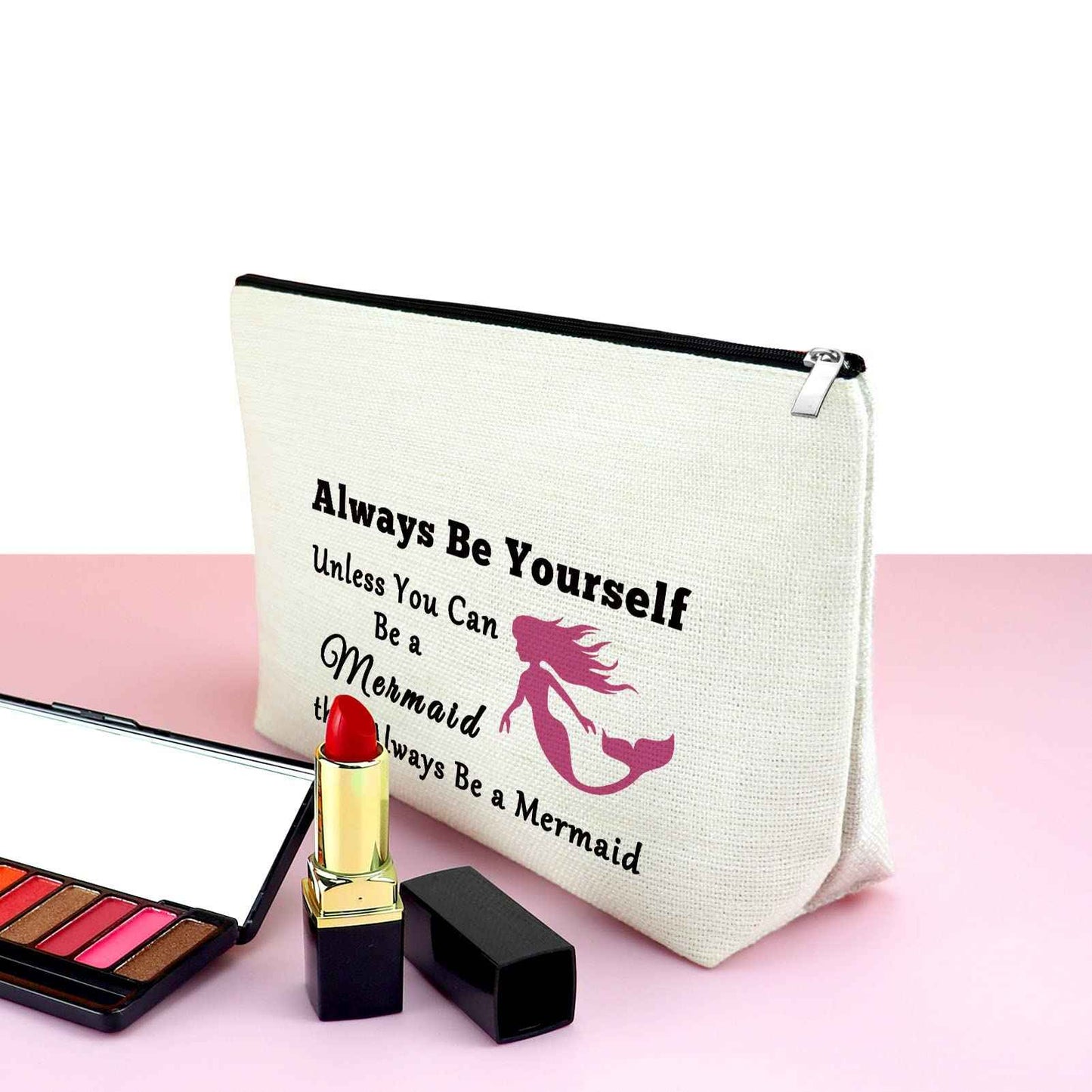 Mermaid Gifts Makeup Bag Mermaid Lover Gift Inspirational Cosmetic Bag Encouragement Birthday Christmas Appreciation Present for Daughter Sister Bestie Friend White