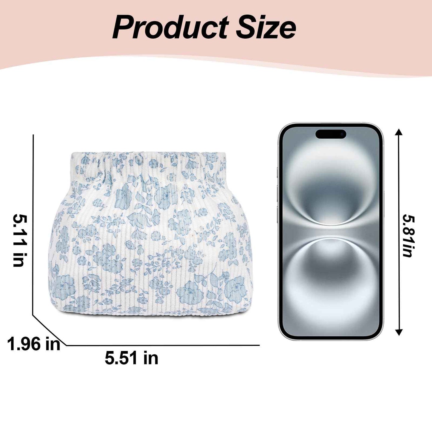 honitty Mini Makeup Pouch,Corduroy Elastic Wallet Storage for Women,Cute Small Lipstick Bag for Purse