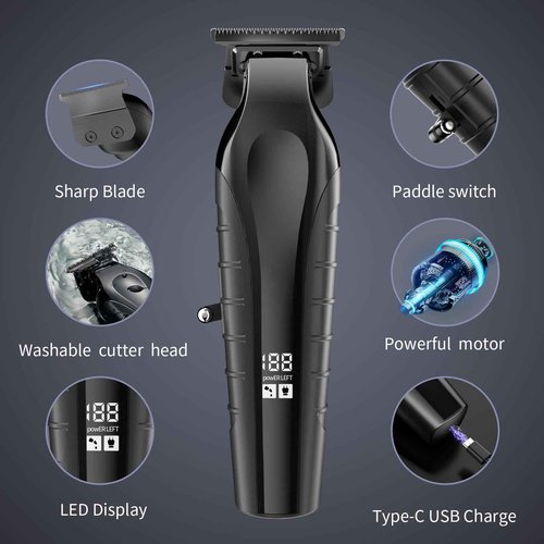 KOMINGDON Beard Trimmer for Men Professional,Liners Trimmer Hair Clippers, Precision Edgers Barber Clippers,Zero Gapped T-Blade Hair Trimmer Kit with LCD Display, Hair Cutting Mustache Facial