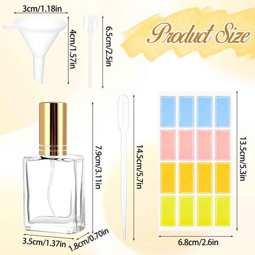 ZhouBoat 20 Pack 15ml Perfume Bottles Empty Refillable, Multicolor Portable Glass Atomizer Mini Perfume Bottles with Sprayer Droppers and Funnels for Travel,Decants,Cologne DIY