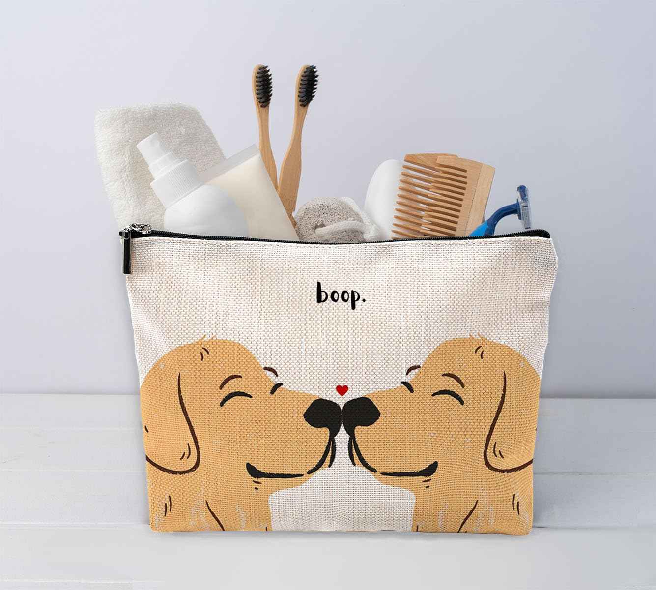 Sufamb Cute Makeup Bag,Love Gifts for Her,Gifts for Girlfriend Wife,I Love You Gifts for Her,Valentines Gifts,Cute Gifts for Women,Golden Retriever Gifts Small Cosmetic Makeup Bag for Purse