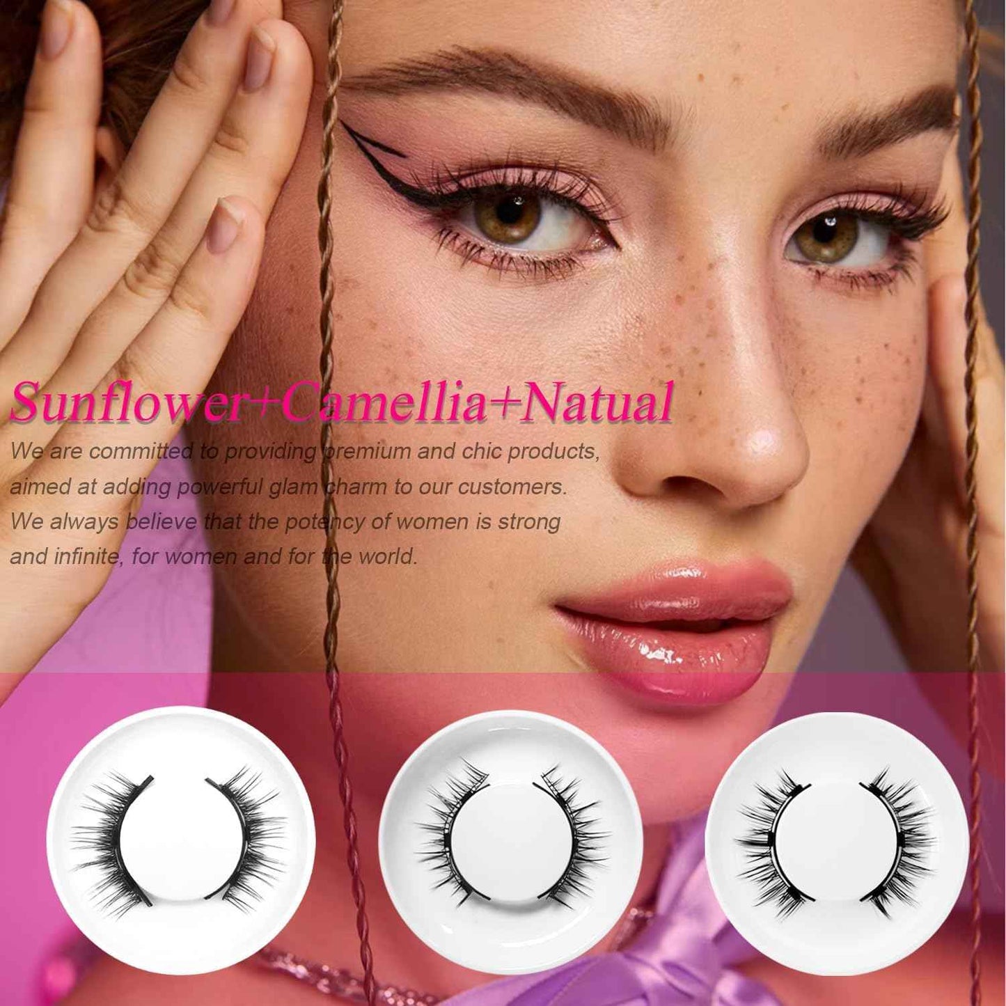 Hunnyfit Lashes Magnetic Eyelashes with Applicator, Magnetic Eyelashes Without Eyeliner,Reusable Glue-Free Natural Look Eyelashes Kit Easy to Wear and Remove
