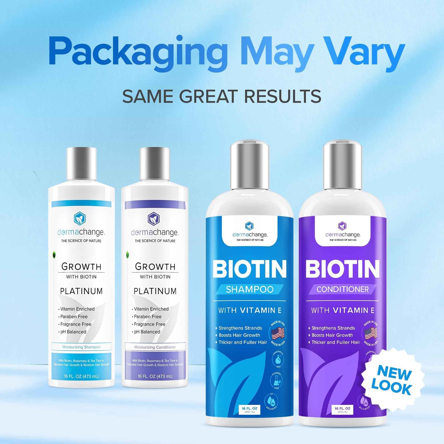 Hair Growth Biotin Shampoo and Conditioner - Deep Hydrating Conditioner for Dry Damaged Hair, Sulfate Free & Volumizing - 2 Pack, 8oz