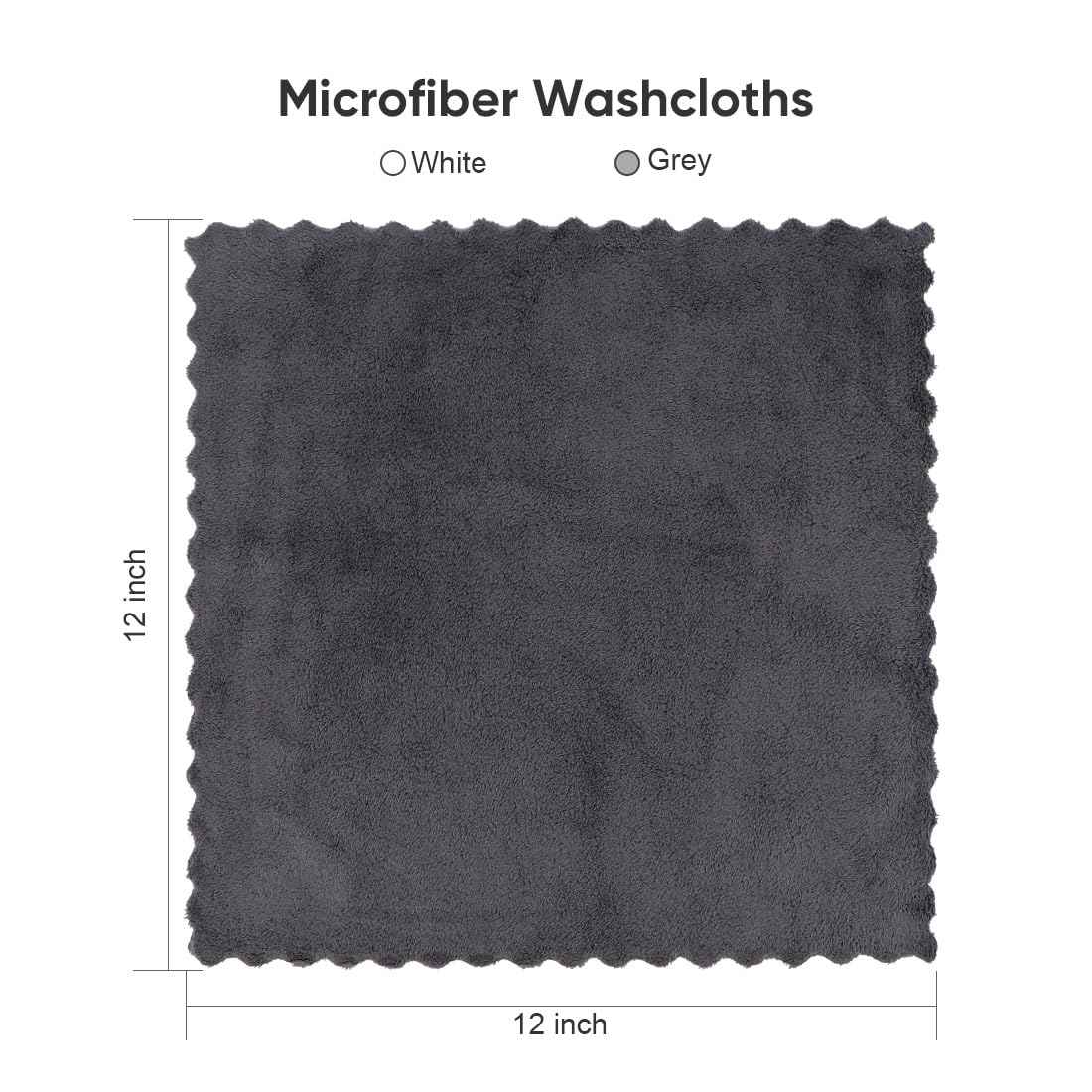 Orighty Washcloths 96 Pack, Ultra Soft Face Cloths 12 x 12 inch, Absorbent & Quick Drying Coral Velvet Washcloth Bulk, Multi-Purpose Face Cloth for Household, Cleansing and Sport (Grey)