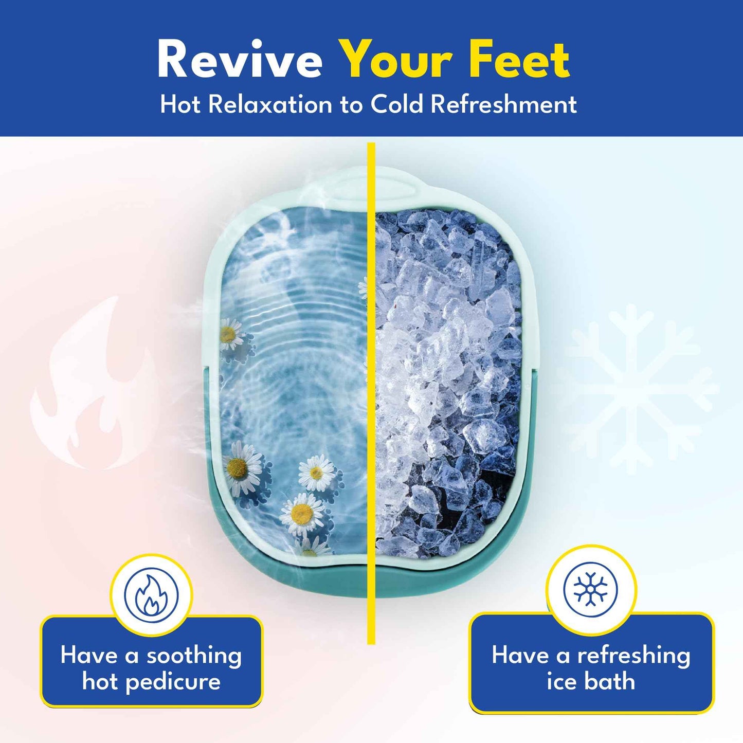 Foot Soaking Tub for Soaking Feet, Collapsible Foot Tub, Foot Bath Soak Tub with Massage Nodes, Large Pedicure Foot Spa Bucket, Portable Foot Soaker Container for Foot Care Routine at Home