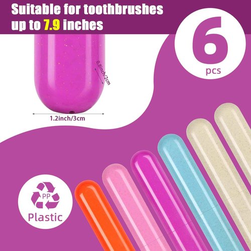 Eaezerav 6 Pack Toothbrush Travel Case, Travel Toothbrush Holder, Sanitary Toothbrush Storage, Eco-friendly Toothbrush Protector Covering for Traveling, Business, Camping, Home, School