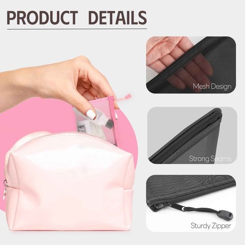 EASYFUN Mesh Zipper Pouch Bags Pencil Pouch Zipper Makeup/Cosmetic Bag Travel Toiletry Bag Daily Accessories